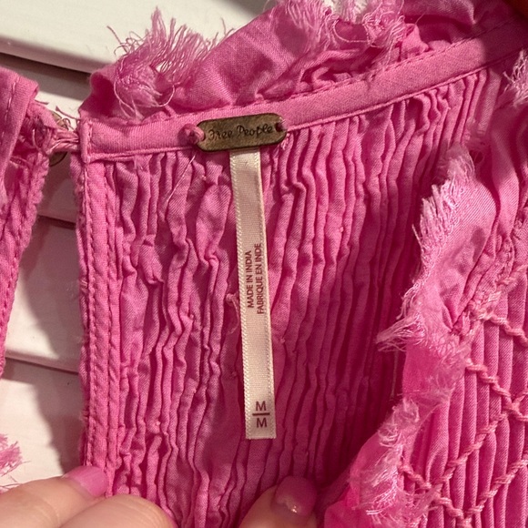 Free People Shea Yoke Dress with Slip and Spare Button Size M Pink - Picture 8 of 8